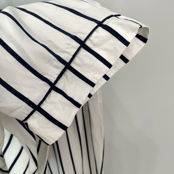 Reformation Pull On Drawstring Waist Striped Tencel Pants White & Navy Size S - Picture 3 of 5